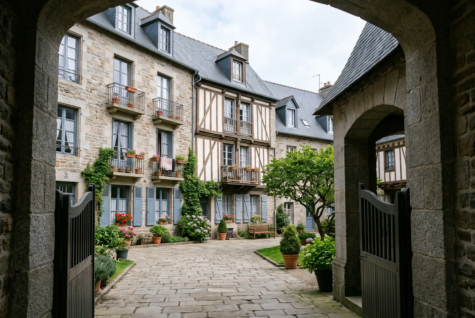 Cour intérieure d'un immeuble à Saint-Brieuc